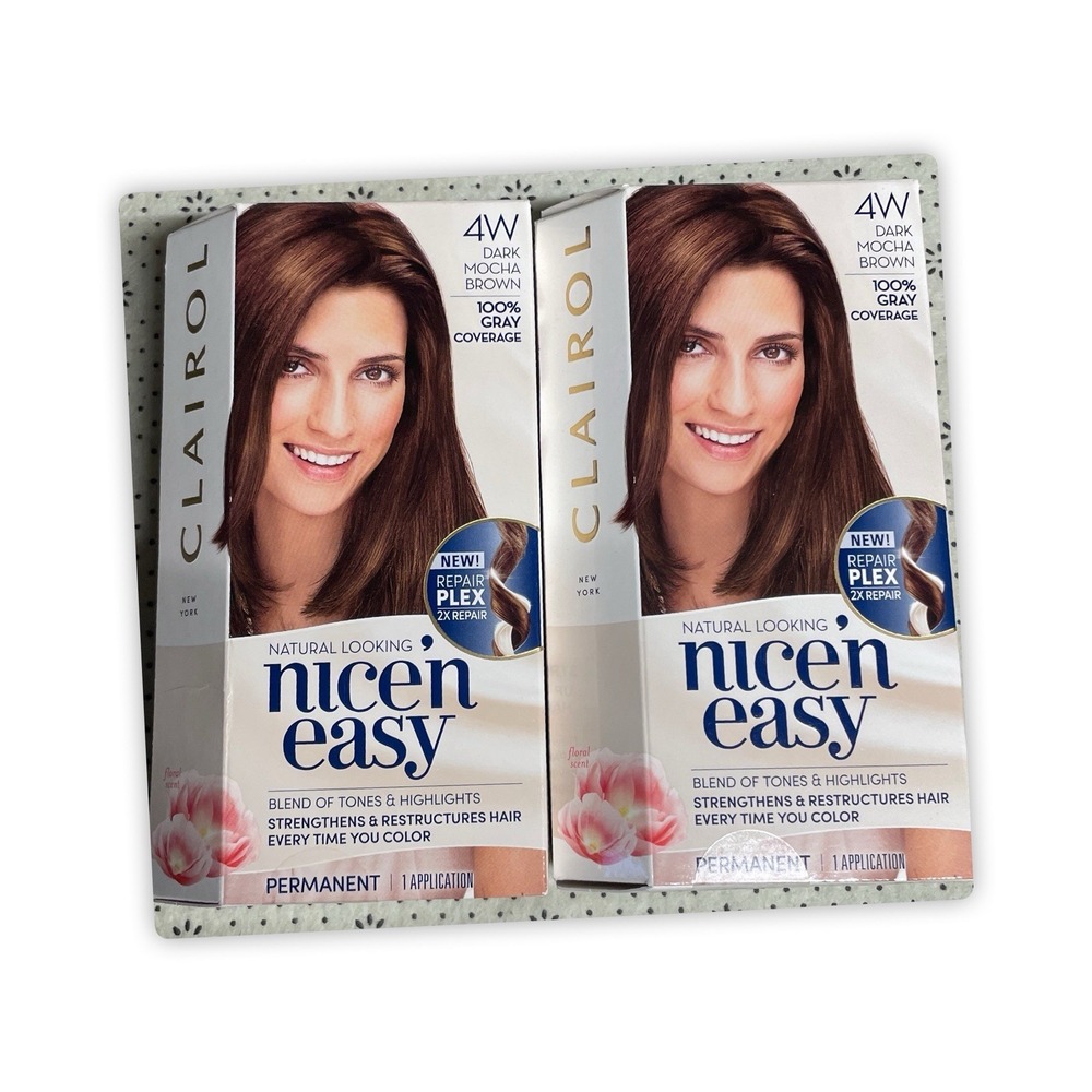 Clairol‎ Nice'n Easy Permanent Hair Color, 4W Dark Mocha Brown, Pack Of 2